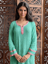 Mint Rosé Chikankari Short Kurta